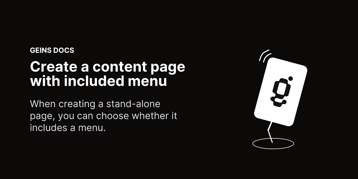 New Content Included Design Create a content page with included menu - Geins Commerce Backend
